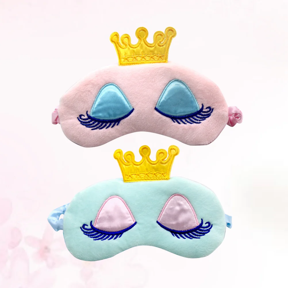 2 قطعة قناع عين الكرتون تاج تصميم ضوء حجب غطاء النوم لليوجا السفر قيلولة هدية النوم اييشادي الغمامة لصقة عين #2