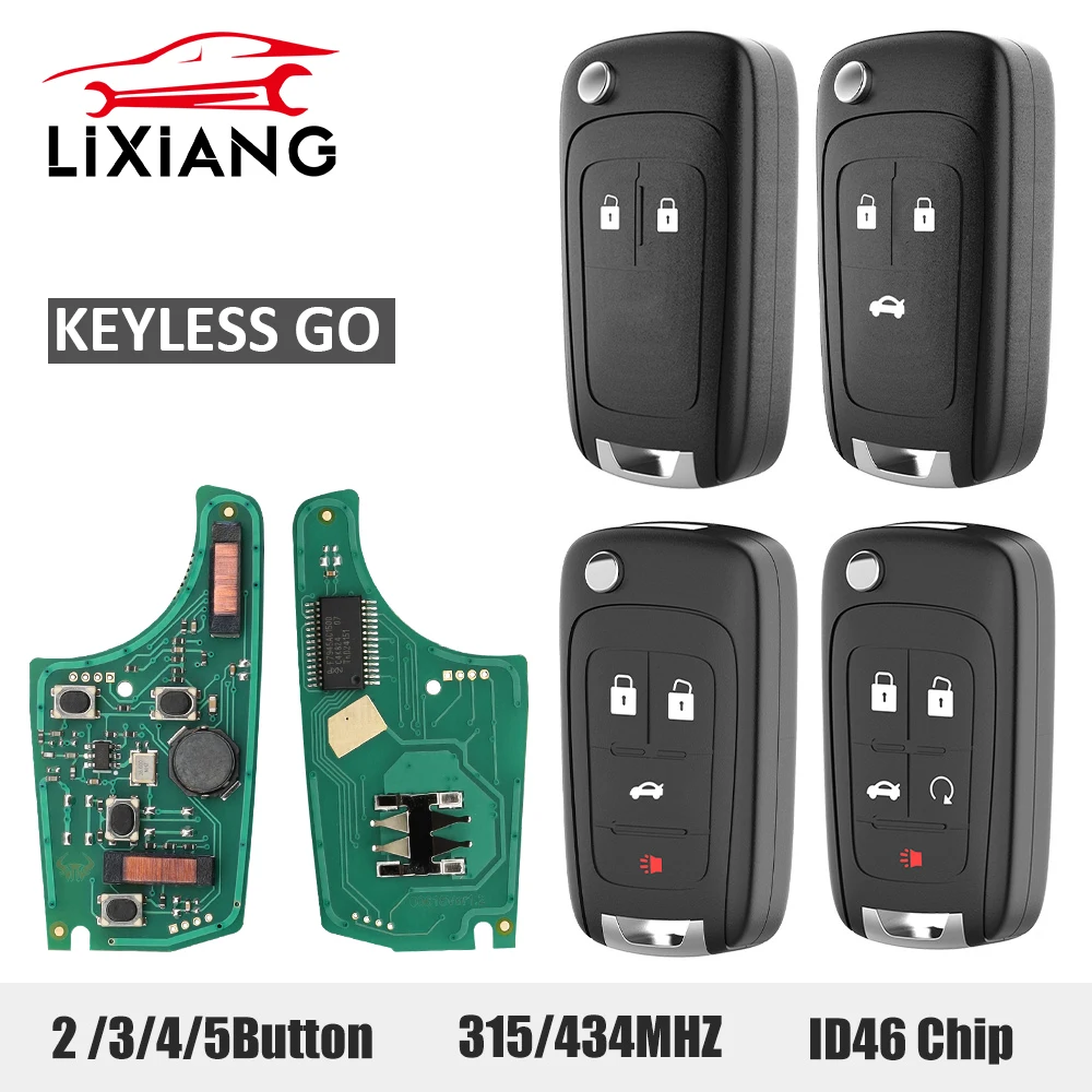 LIXIANG 315/433MHz ID46 Keyless Go Folding Remote Smart Car Key For Chevrolet Cruze Malibu Impala Orlando Regal Opel Buick