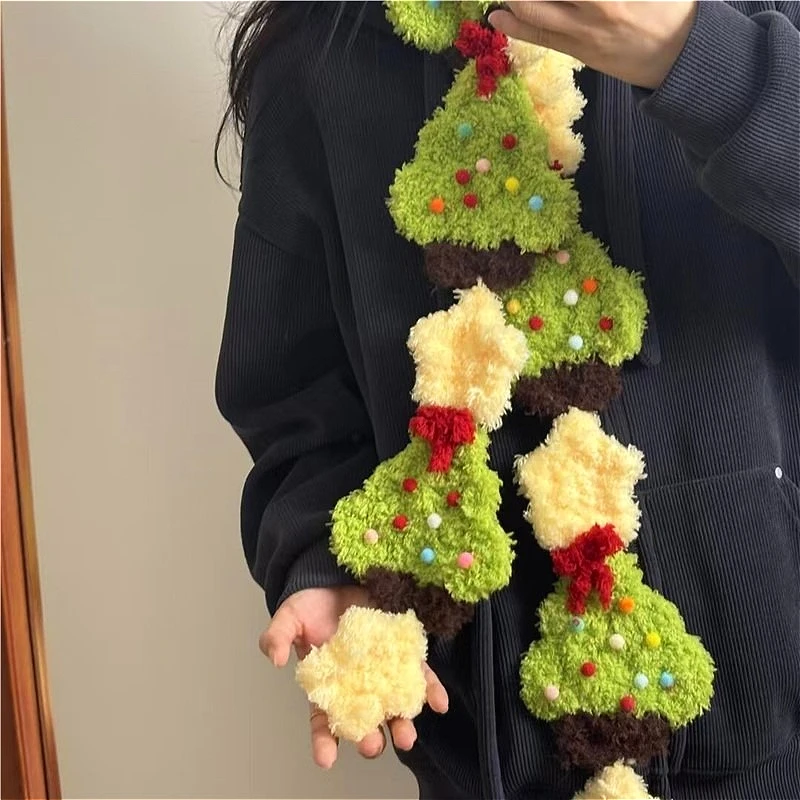 

Cute Christmas Tree Scarf for Girl Handmade Christmas Gift New Winter Scarves Hand Crochet Women's Scarfs Kawaii Sweet Шарф 2025