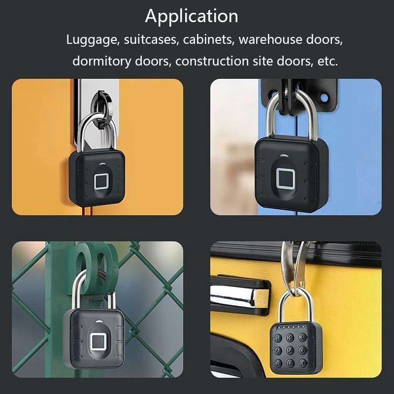 Smart Fingerprint Padlock Waterproof Outdoor Door Padlock Fingerprint and APP Unlock Anti-theft Luggage Cabinet Electronic Lock