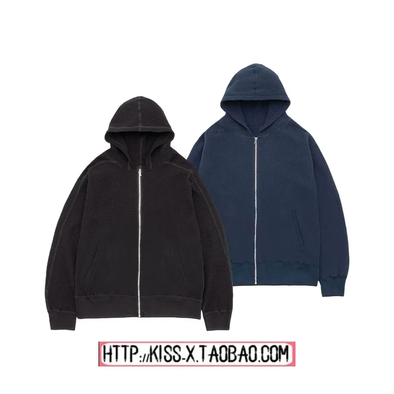 Trendy 2026 ZipUp Thermal Hoodie Comfortable Couple's Waffle Patterned Hooded Jacket Organic Cotton Long Sleeve Unisex Sweats...