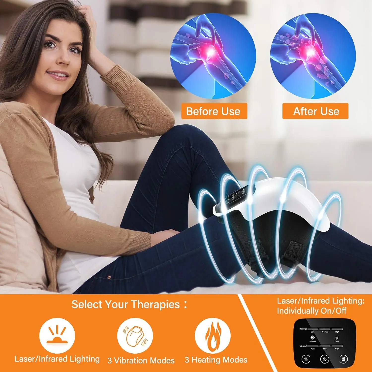 Smart Hot Compress Knee Massagers Electric Relaxing Leg Joint Heating Vibration Massager Cordless Knee Pads Gift for Mom and Dad