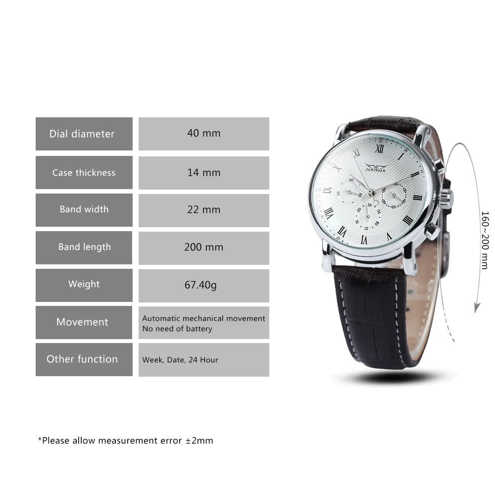 Jaragar Pilot Multifunction Mechanical Watch for Men Fashion 24 Hours Week Display Leather Strap Business Automatic Watches 2024