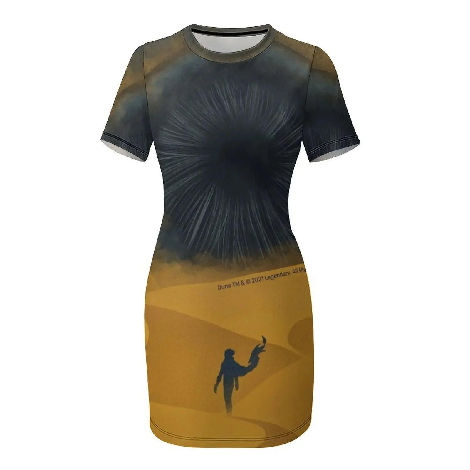 ชุดราตรีแขนสั้นสีเหลืองทราย ดีไซน์ The Great Shai-Hulud สำหรับผู้หญิง ชุดราตรีออกงาน ชุดฤดูร้อนสำหรับผู้หญิง ปี 2025