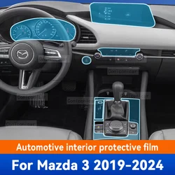 For Mazda 3 2019-2024 Car Interior Center console Transparent TPU Protective film Anti-scratch Repair film Accessorie Refit