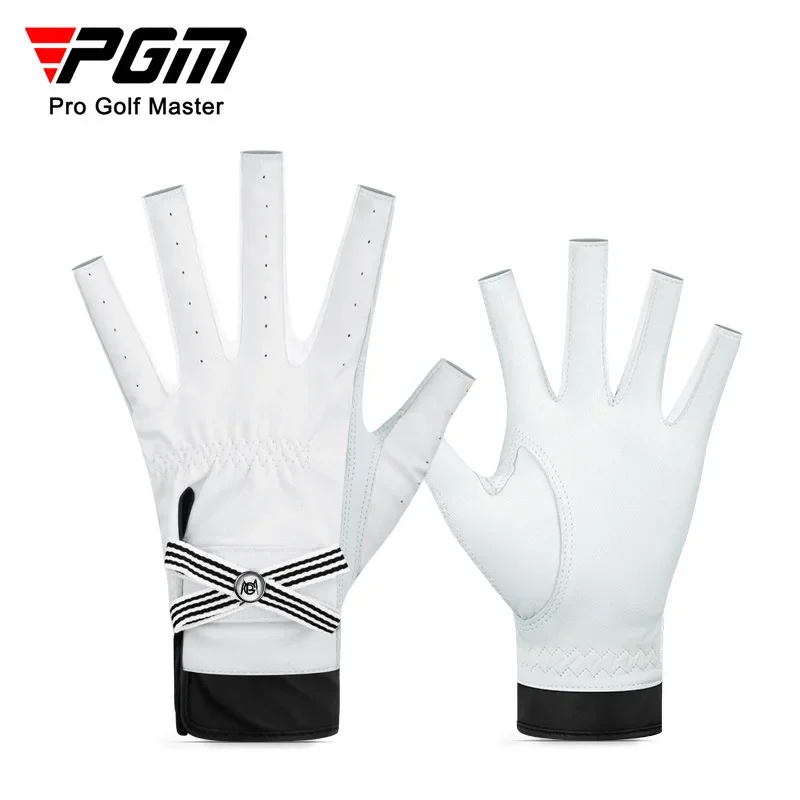 PGM 1 Pair Women Real Leather Golf Gloves with Mark Breathable Sheepskin Fingerless Mitt Right Left Hand Mit