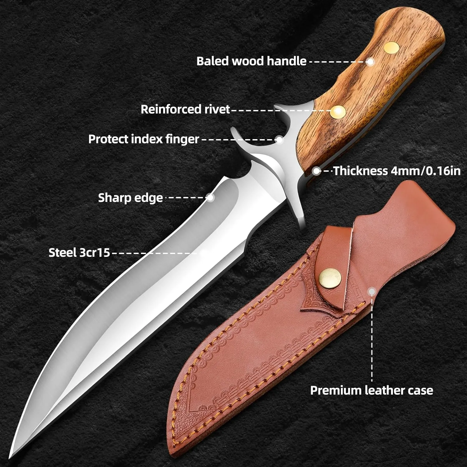 9.8 Inch High Carbon Steel Outdoor Survival Knife EDC Portable Camping Pocket Knife Military Tactical Knife for Self Defense