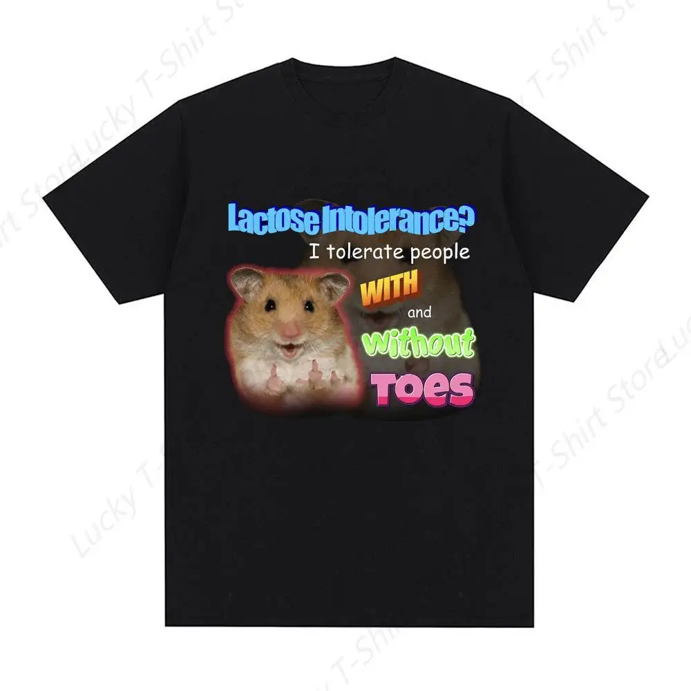 Lactose Intolerance I Tolerate People with And Without Toes Mouse T Shirt Fashion Casual Short Sleeve T Shirts Men Cotton Tshirt