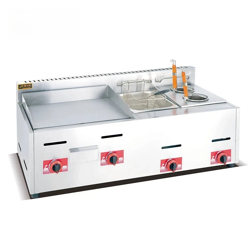Industrial Service Restaurant Wholesale 4-Burner Commercial Mobile Baking Tray Stainless Steel Semi-Iron Plate Semi-Fried