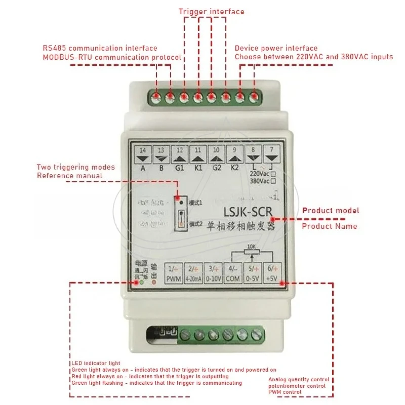 Silicon Controlled Rectifier Phase Shift Trigger Board Single-phase Thyristor Trigger Cycle Controller RS485 Adjustable Charge