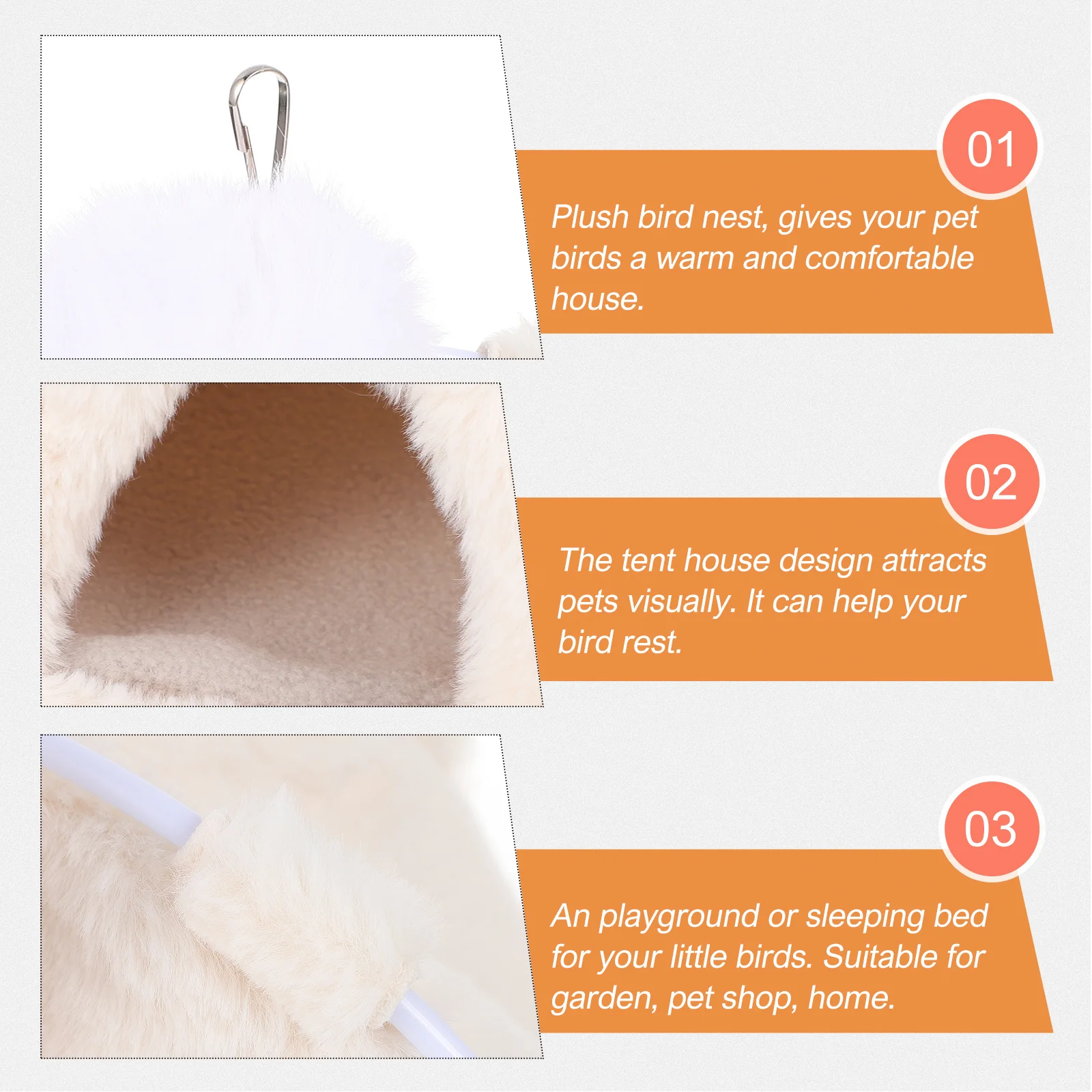 

1Pcs Warm Bird Nest Soft Tent for Small Pets Sleeping Bed Indoor Outdoor Winter Birdhouse Warm Bird Nest