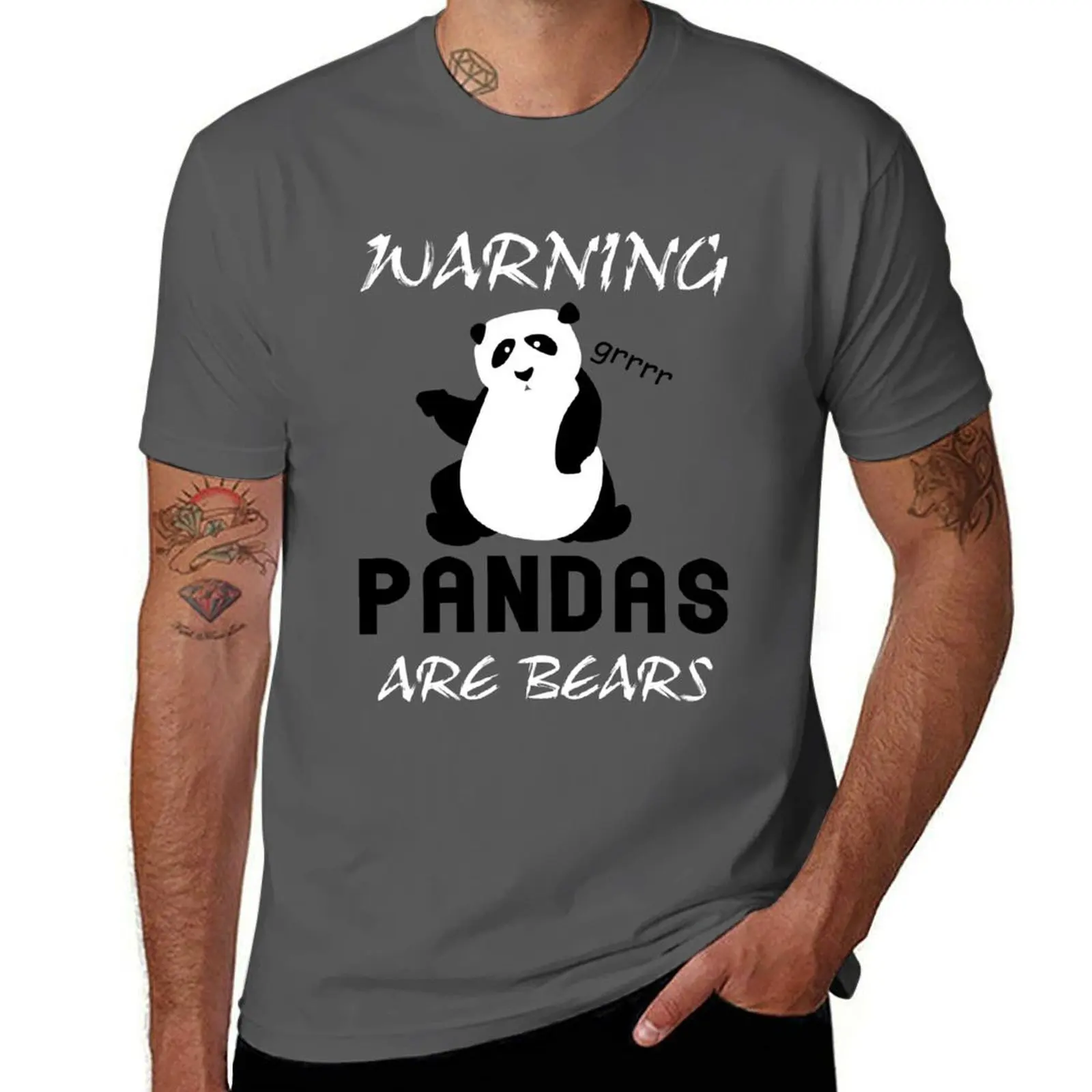 

Warning Pandas Are Bears T-Shirt plus size tops boys animal print black t shirts for men