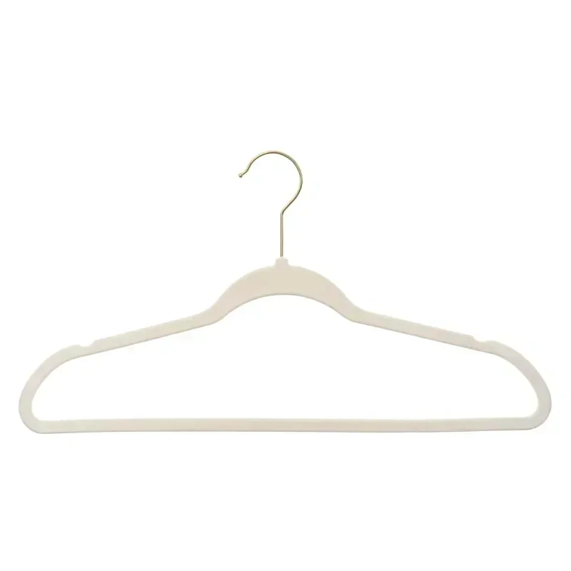 Non-Slip Velvet Clothes Hangers, 10 Pack, Beige/Black, Space Saving