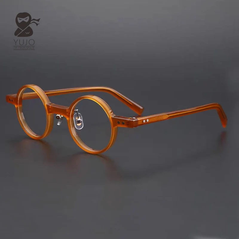

Ретро круглая оправа для очков из ацетатного волокна прозрачного цвета, винтажная круглая оптическая маленькая оправа для женщин и мужчин, 42 мм