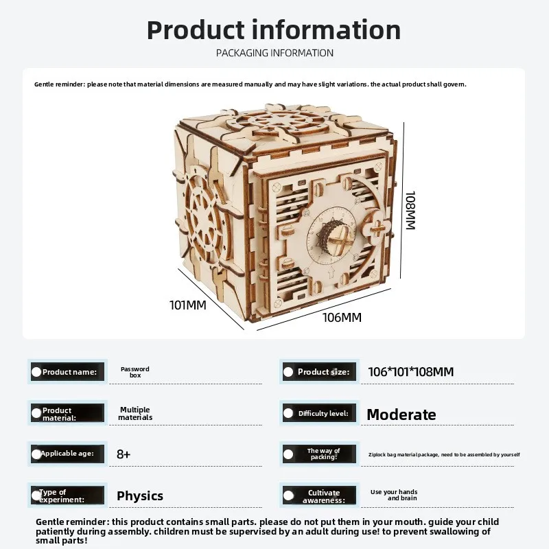 Password Safe Box DIY Science Kit Hand Assembly Mechanical Cipher Model STEAM Physics Experiment Educational Craft Fun Invention