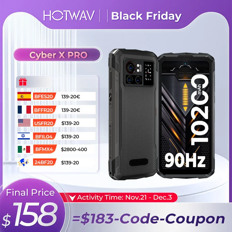 HOTWAV Cyber X Pro Android Smartphones Global Version 6.78 FHD 90Hz Cellphone 10200mAh 12GB 256GB 108M Camera Rugged Phone