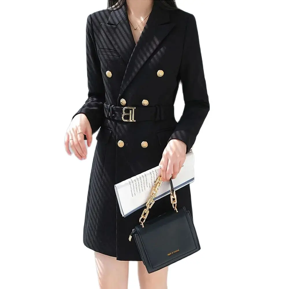 

2024 Professional Suit Dress Women's Spring and Autumn New Design Sense Long-sleeved Temperament Work Clothes Ol Wind Slim Skirt