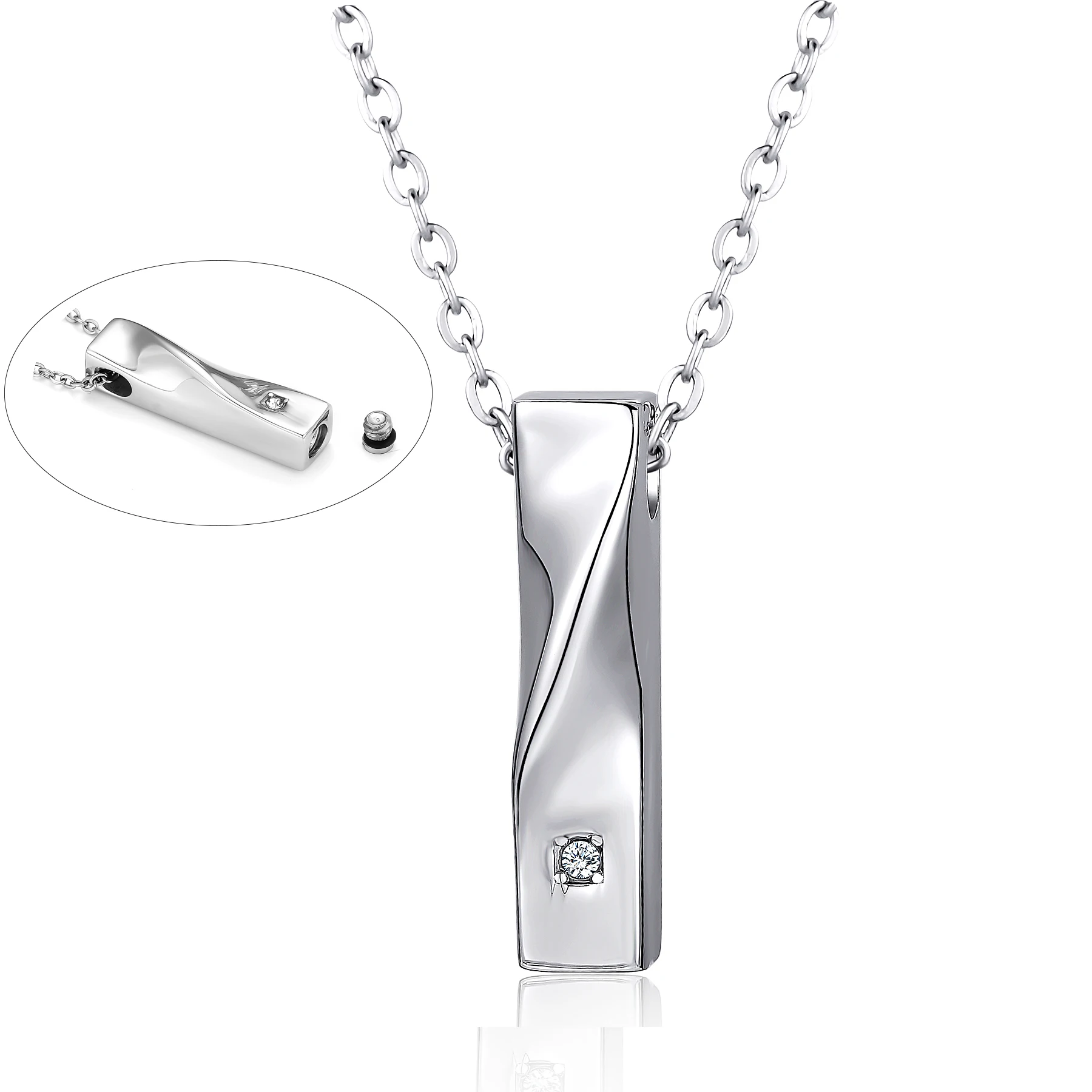 

Stainless Steel Twist Bar With 12 Color Birth Stone Container Urn Memorial Pendant Necklace Ash Keepsake Cremation Jewelry