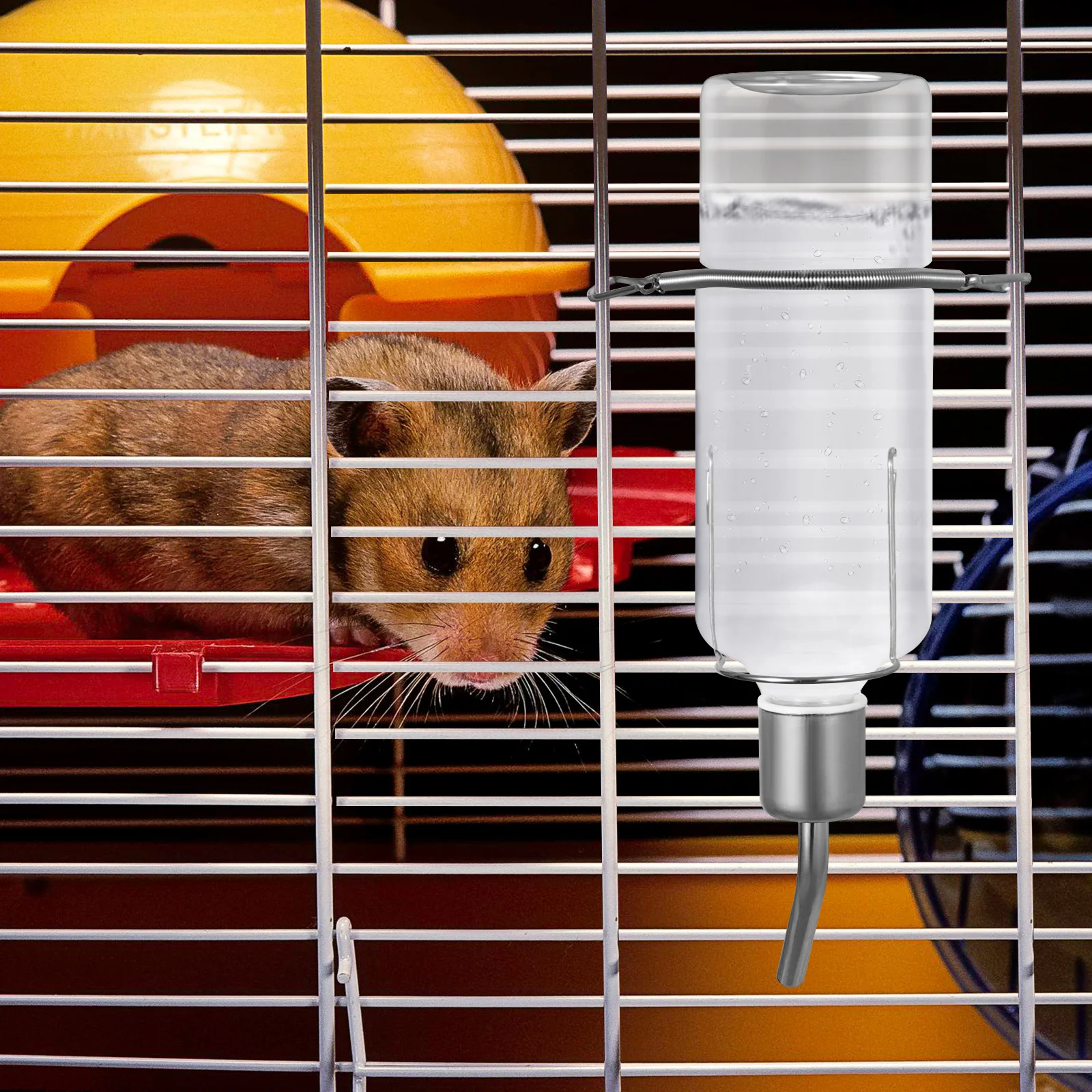 

2Pcs Pet Drinking Bottle Hanging Dispenser for Rabbit Water Feeder with Leakproof Stainless Steel Nozzle Transparent Design Easy