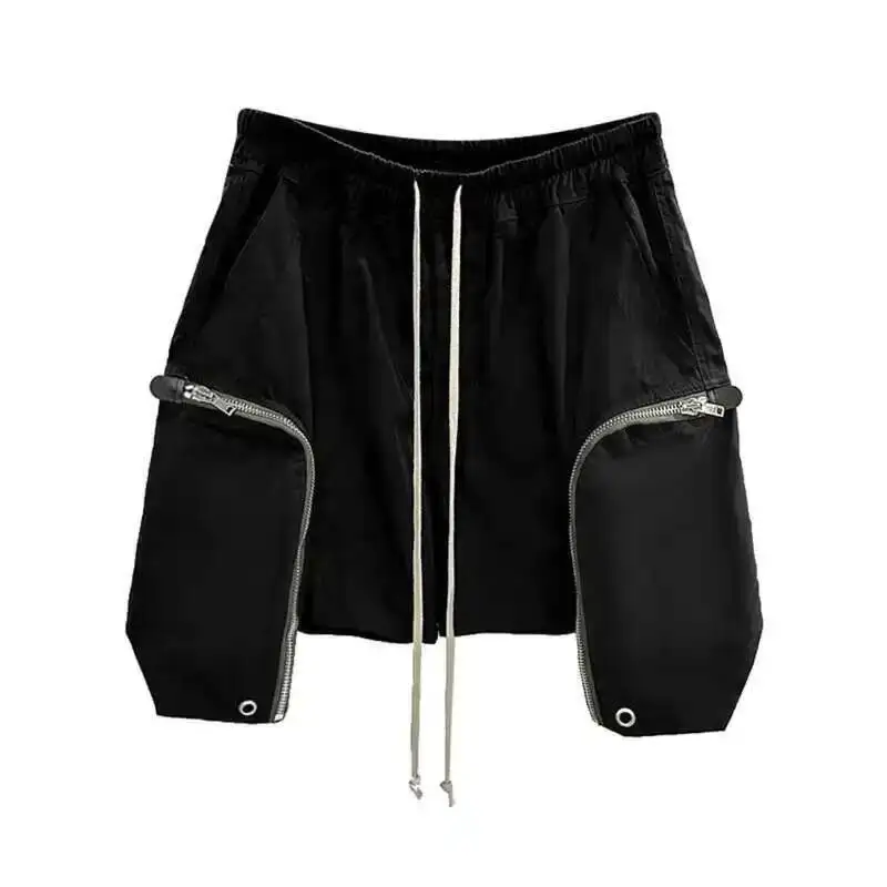 Hksh verão nova maré masculina escuro chique grandes bolsos capris zíper design techwear casual alta rua tendência estilo ro shorts hk1967