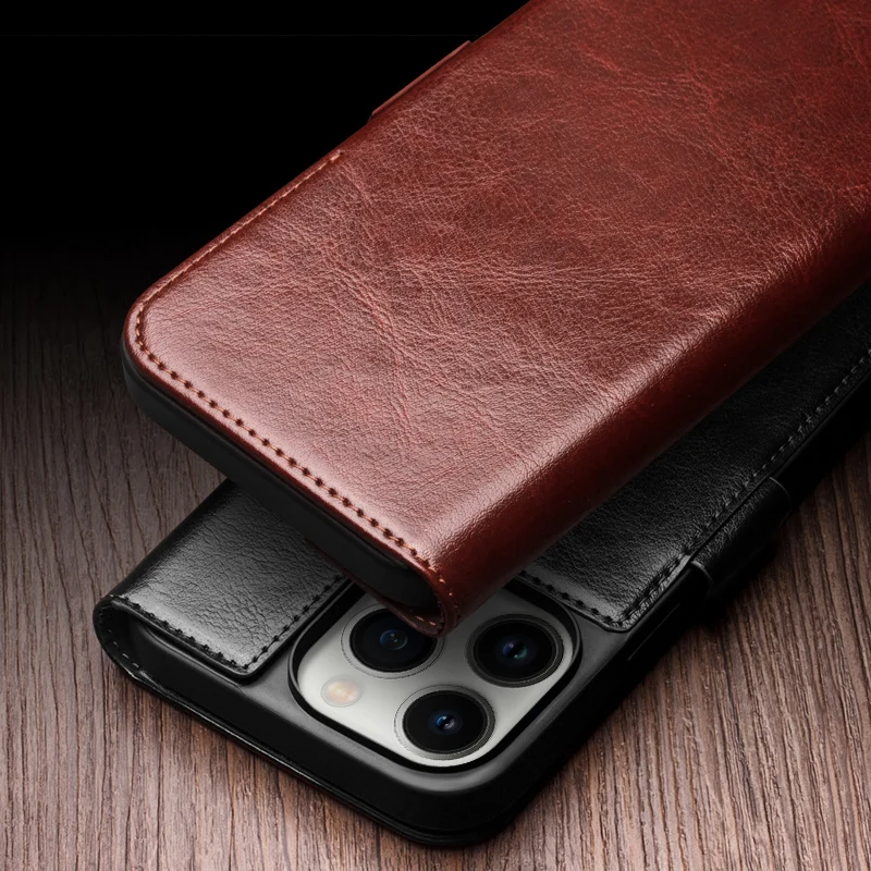 QIALINO Genuine Leather Flip Case for iPhone 14 Pro Max Handmade Phone Cover with Card Slots for iPhone 14 Plus15 Pro Max Cover