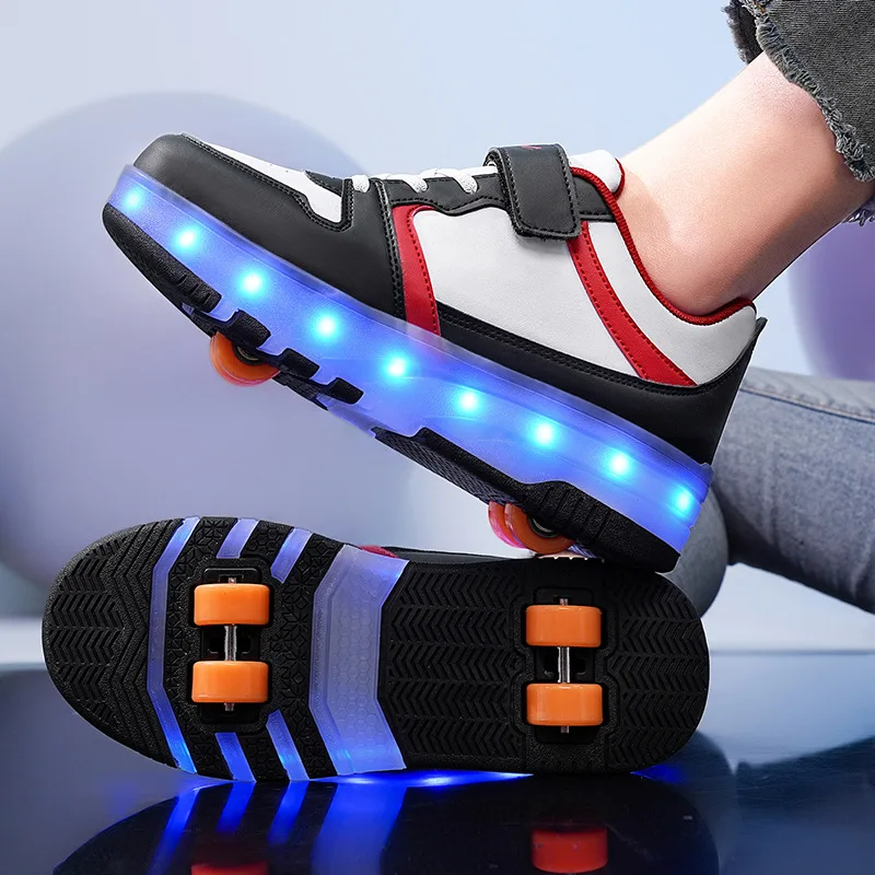 

Кроссовки для роликовых коньков, светящаяся обувь для скейтборда, обувь для роликовых коньков для мальчиков и девочек, детские массивные кроссовки с подсветкой, обувь для доски