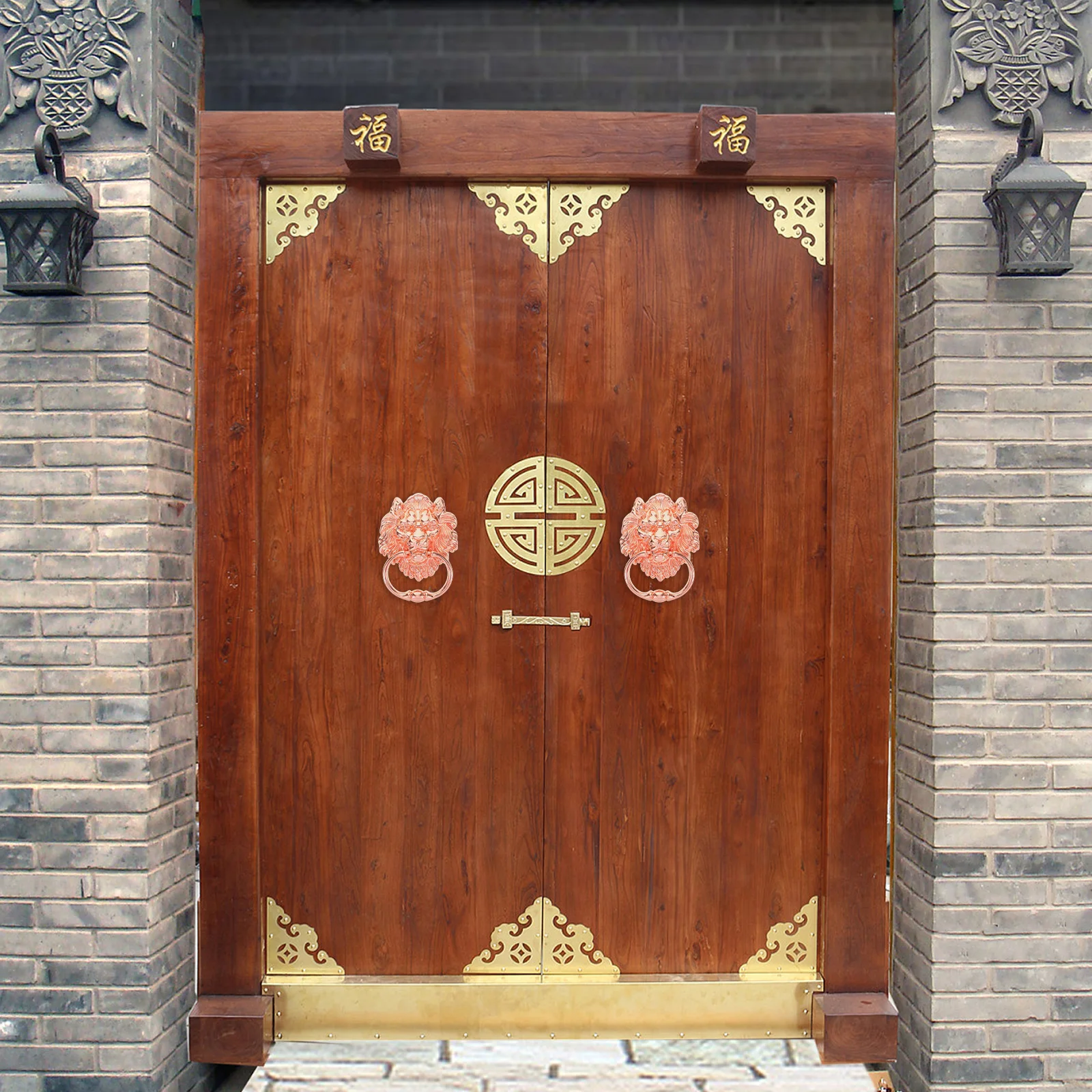 

Lion Head Pull Ring Brass Door Knocker for Large Wooden Doors Elegant Finish Easy Installation Lion Head Pull