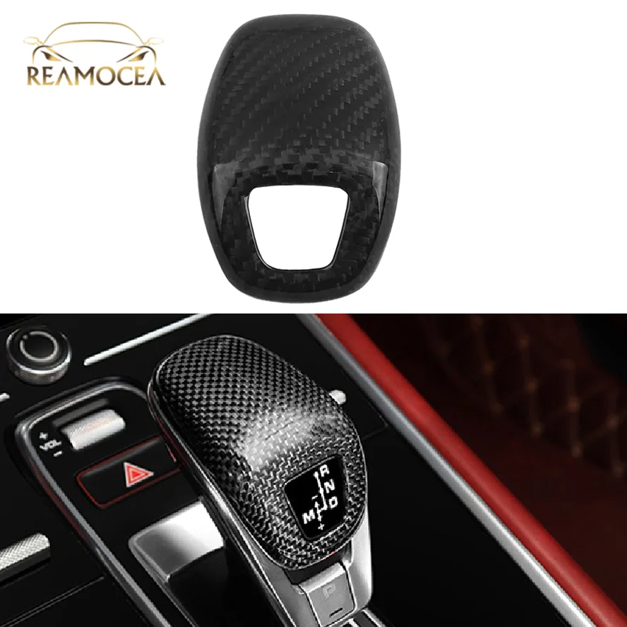 Reamocea Real Carbon Fiber Gear Shift Head Cover Trim Car Interior Sticker For Porsche Panamera 2017 2018-2020 2021 Accessories