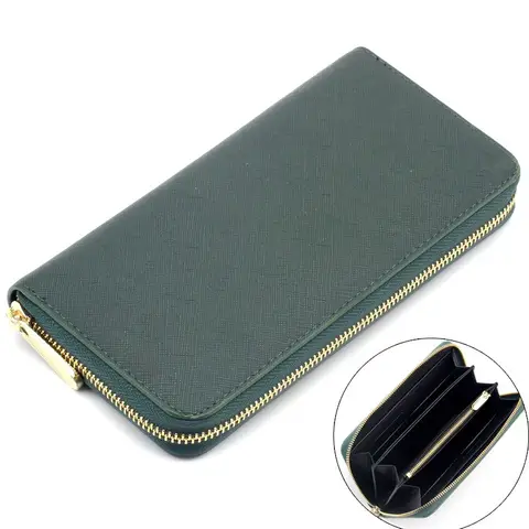 Portafoglio da uomo con cerniera lunga stile giapponese Portafogli portamonete con slot multi-carta in pelle PU da donna