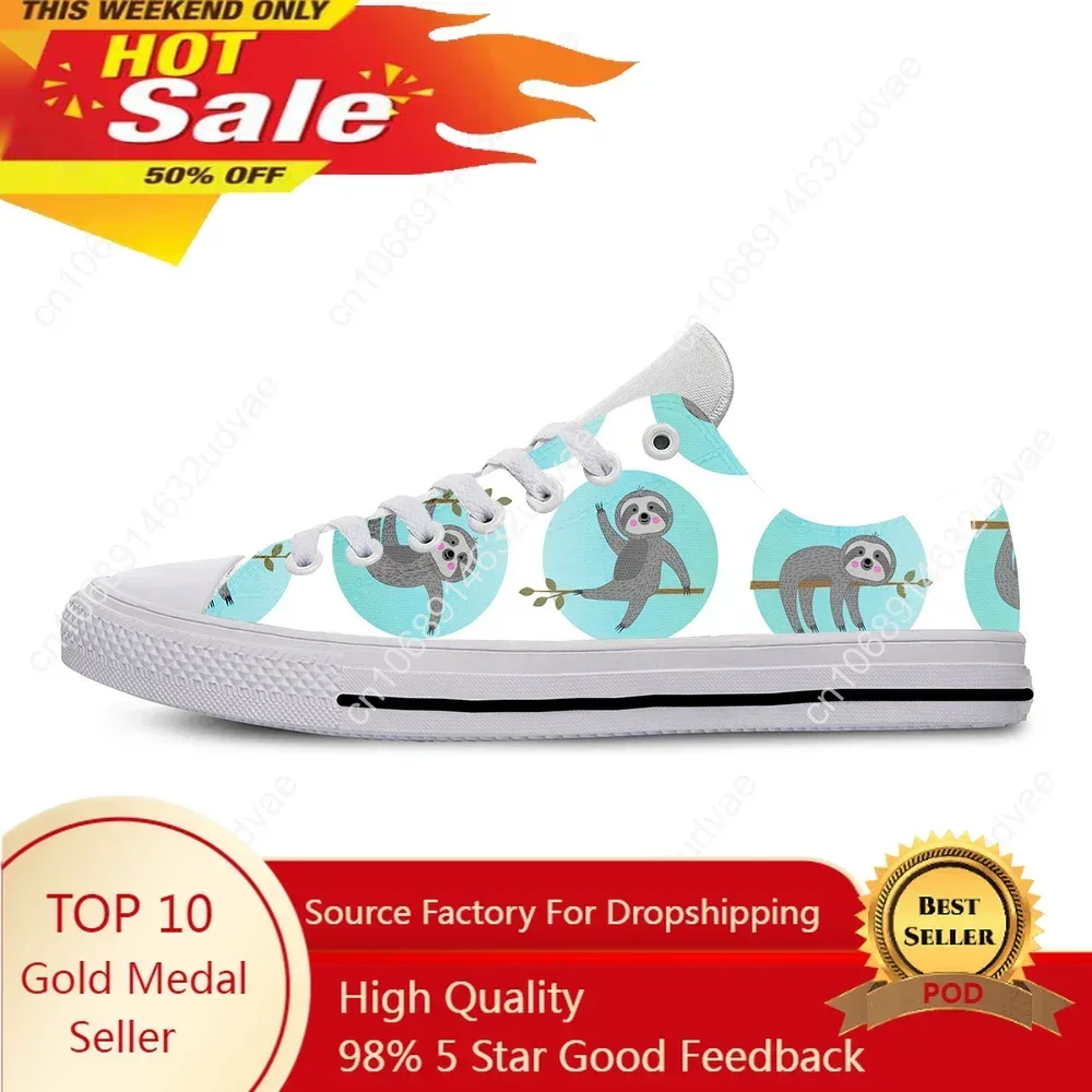 

Sloth Pattern Cartoon Anime Funny Cute Fashion Casual Cloth Shoes Low Top Lightweight Breathable 3D Print Men women Sneakers