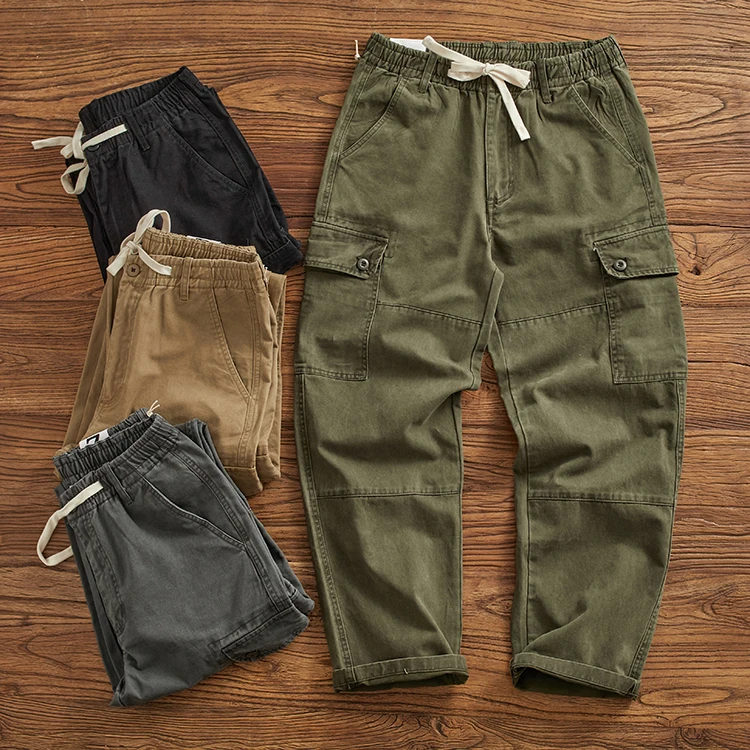 

Military Sle Workwear Pants Men's Fit Patchwork Casual Retro Japanese Sle Long Trousers Trendy All-Match Loose Fit Pants