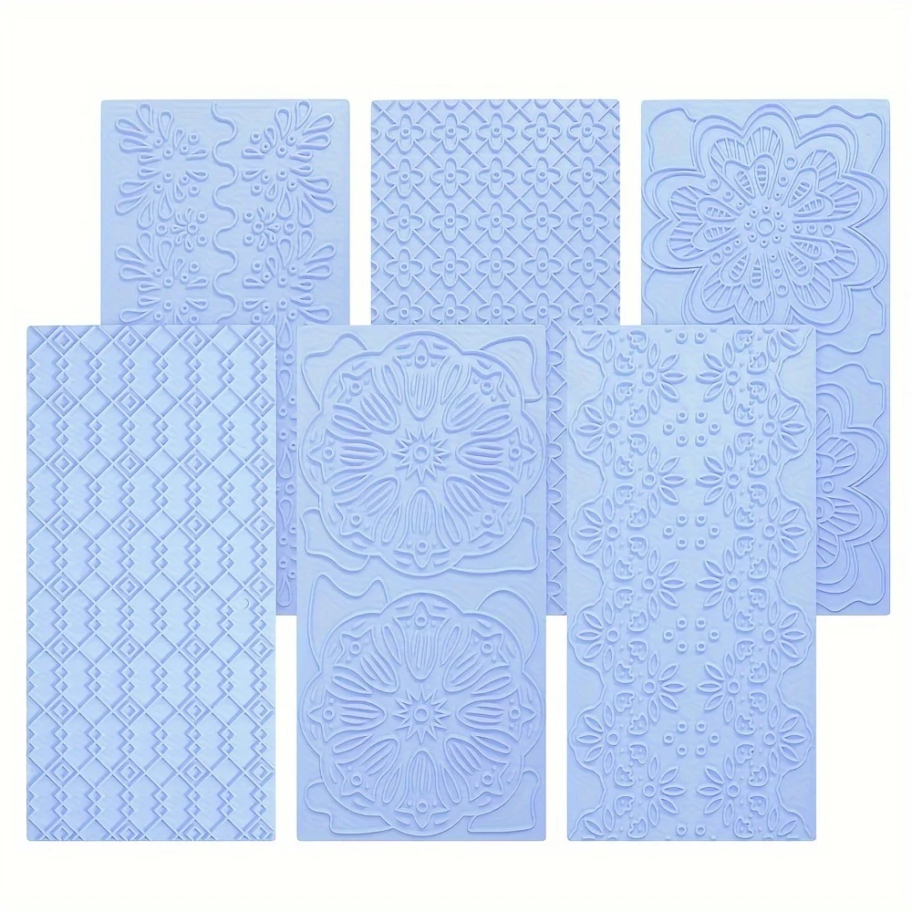 6pcs Fondant Impression Mat Mold Set Fondant Molds for Cake Decorating Embossed Flower Vine Lace Texture Design