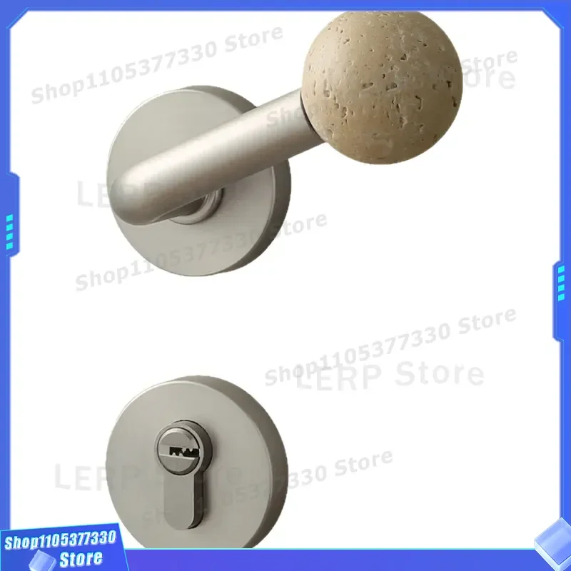 Modern Split Magnetic Door Handle Antique Travertine Finish Mute Bedroom Lock Indoor Personalized Hardware for Room Doors