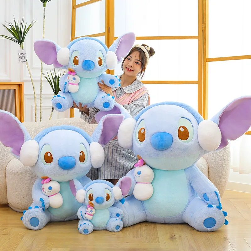 40/80 cm Disney Lilo und Stitch Plüschtiere Anime Plushie Stich Puppen Kawaii Cartoon im Winter Kissen Gefülltes Geschenk Kinder Weihnachten