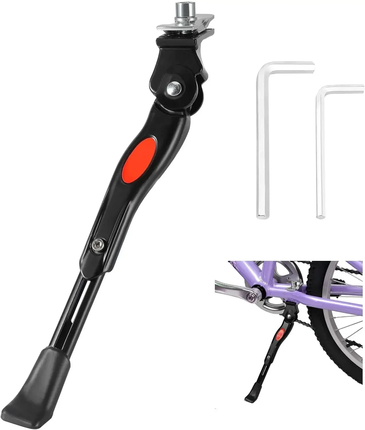 Height Adjustable Bike Kickstand Aluminum Alloy Bicycle Footrest with Non-Slip Foot for 22" 24" 26" 27.5" 29" Mountain Bike
