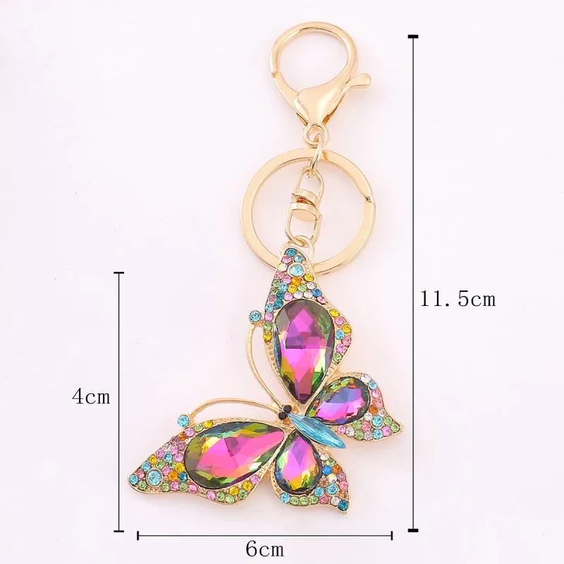 Animal Butterfly Full Rhinestone Key Chain Women Handbag Pendant Alloy Keyring Crystal Car Pendant Jewelry Key Accessories