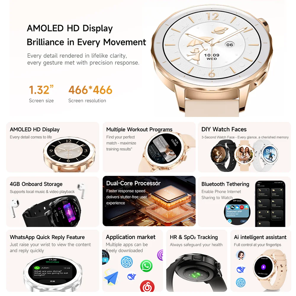 ساعة جديدة X2 ساعة ذكية صغيرة شاشة AMOLED 4GB MP3 MP4 لاعب بلوتوث شبكة مشاركة APP مخزن الذكية AI ساعة رجالية ساعة رياضية
