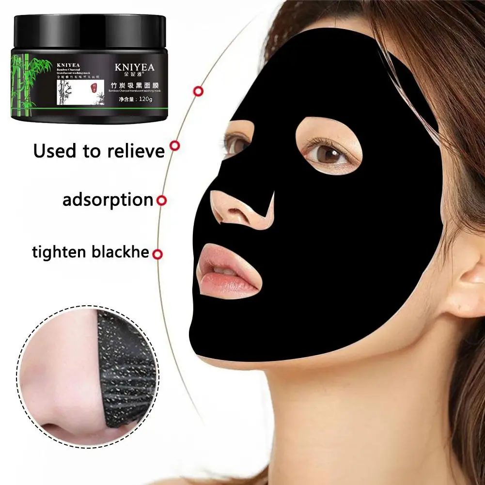 Maschera per la rimozione dei punti neri in bambù maschera per il controllo dell'olio maschera per il fango al carbone Pore Black Off Deep Shrink Peel Cleaning Anti-Acne Face S0U8