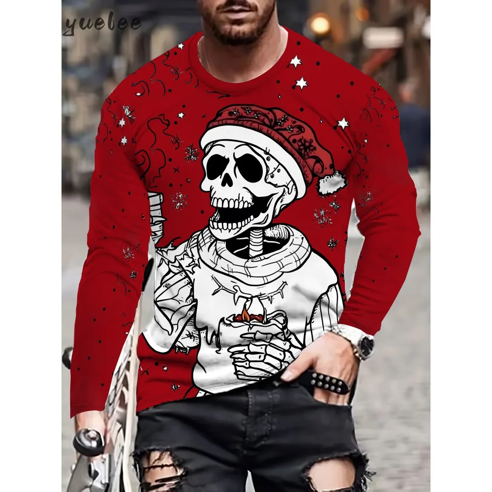 

Christmas 3D Men's Long Sleeved Autumn Fashion Graphic Men's Clothing Versatile Breathable Men's Tops Casual Men's Long Clothing