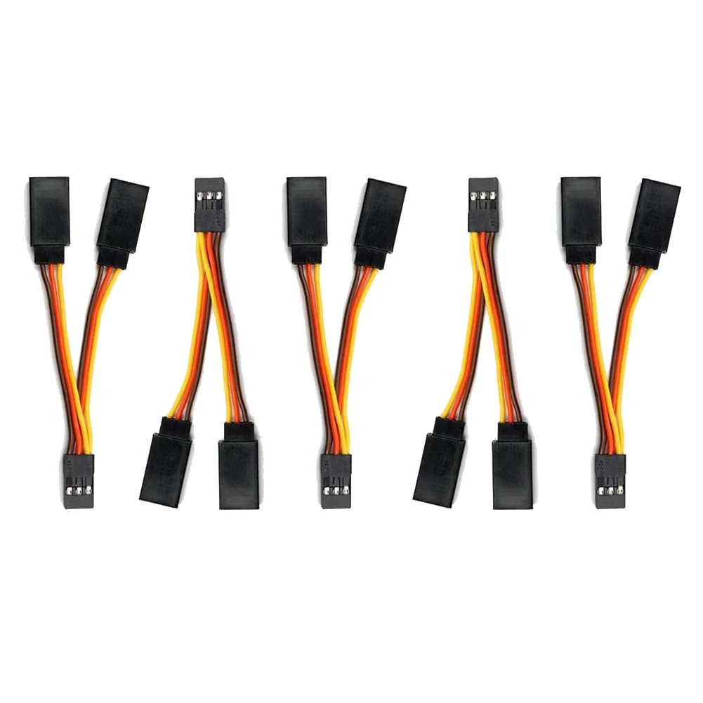 Kabel Splitter Lead Harness 1 sampai 2 Y, 5 buah JR/Futaba Style Servo 1 sampai 2 Y, kabel Splitter ekstensi pria ke wanita, kawat timbal untuk model RC 7Cm