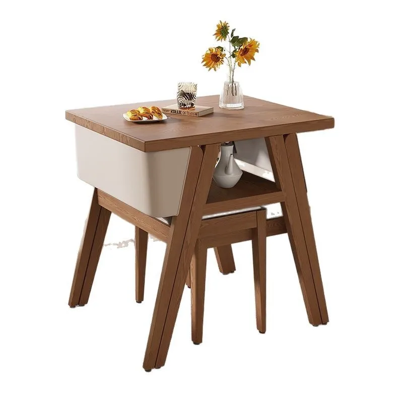 

Balcony one and wood small table and chair three-piece set Small apartment creative leisure tea table and chair combination