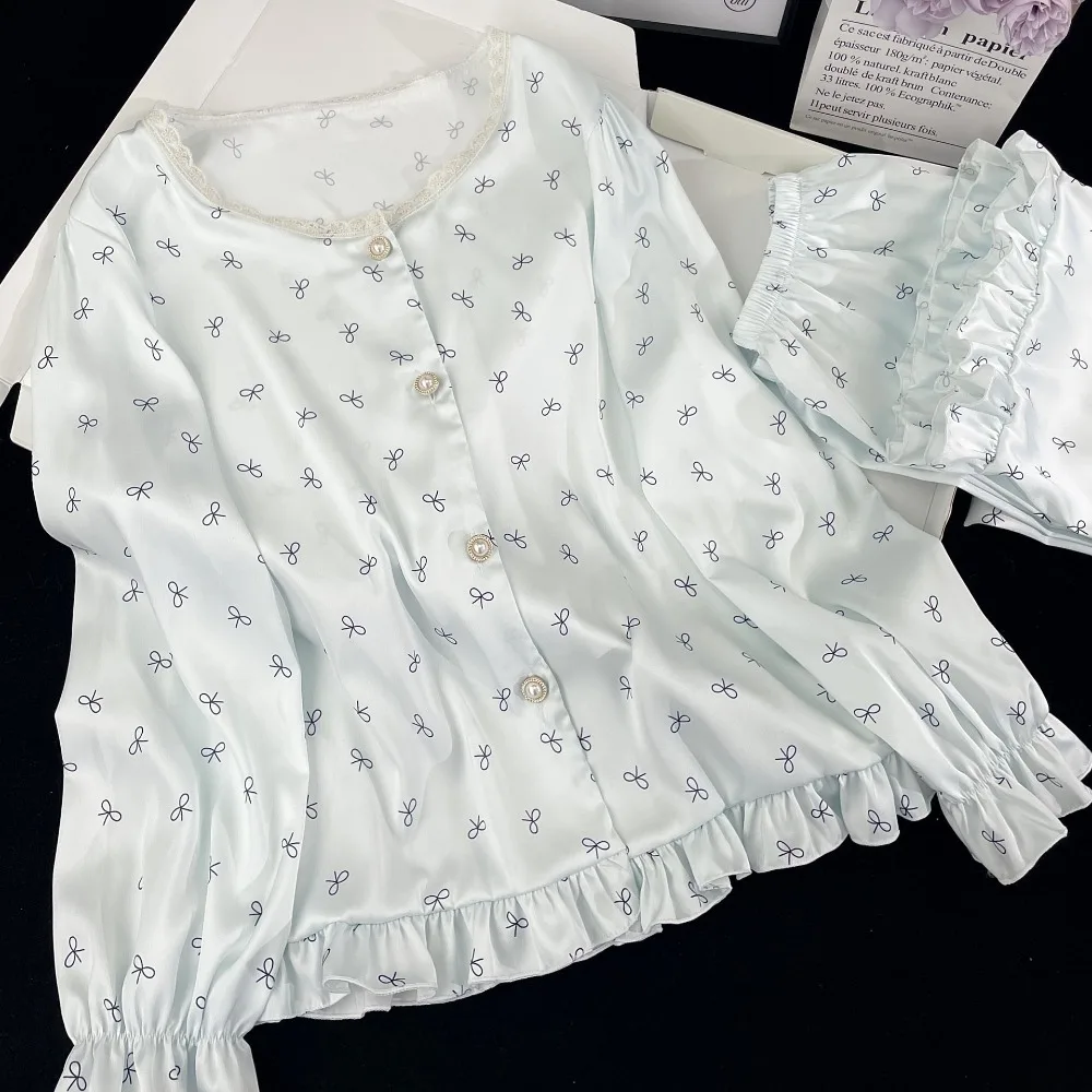 Thin 2 Piece Loungewear Home Clothing Set 2026 New Long Sleeves Soft Comfortable Pijama Night Wear Female Autumn Pyjamas Woman