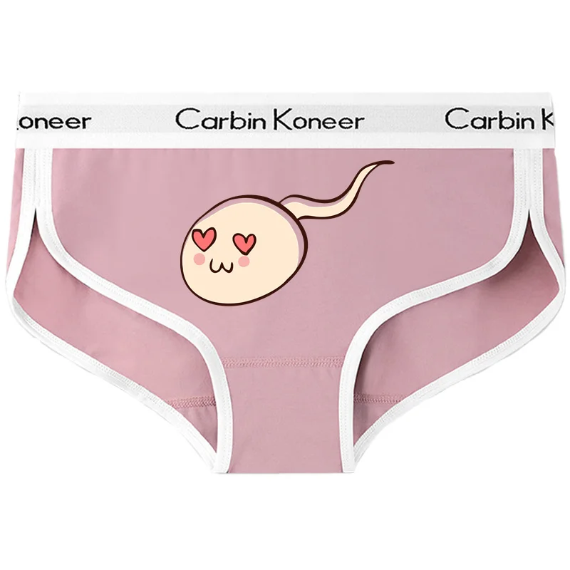 2022 Women\'s Cotton Underwear I LOVE SPERM Letters Print Girls Intimates Sexy Panties Women Cotton Sports Underpant Cute Briefs