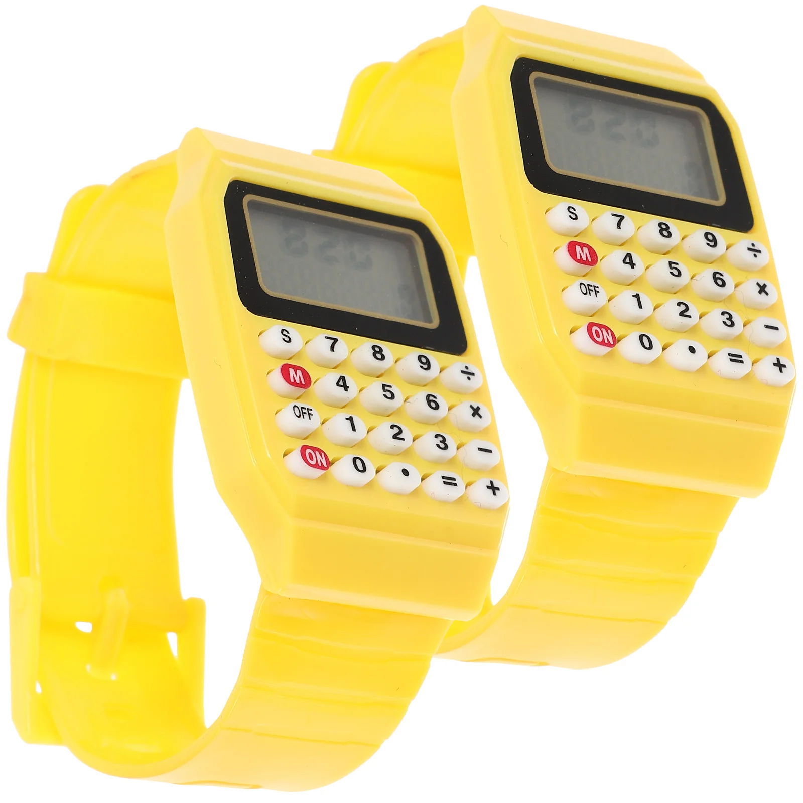 Calcolo dell'orologio digitale da uomo Relojes da 2 pezzi per bambini Calcolatrice gialla per bambini