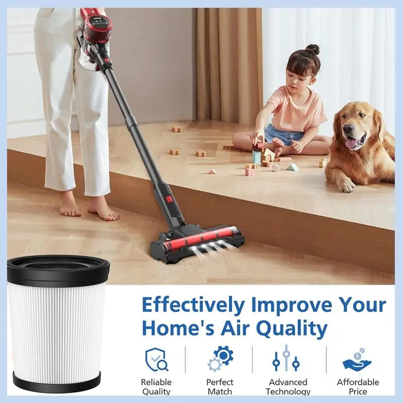 Fabuletta FSV001,FSV101,Girnoor G160&G165 Afoddon A300 무선 스틱 진공 청소기와 호환되는 EAS-6 팩 HEPA 필터