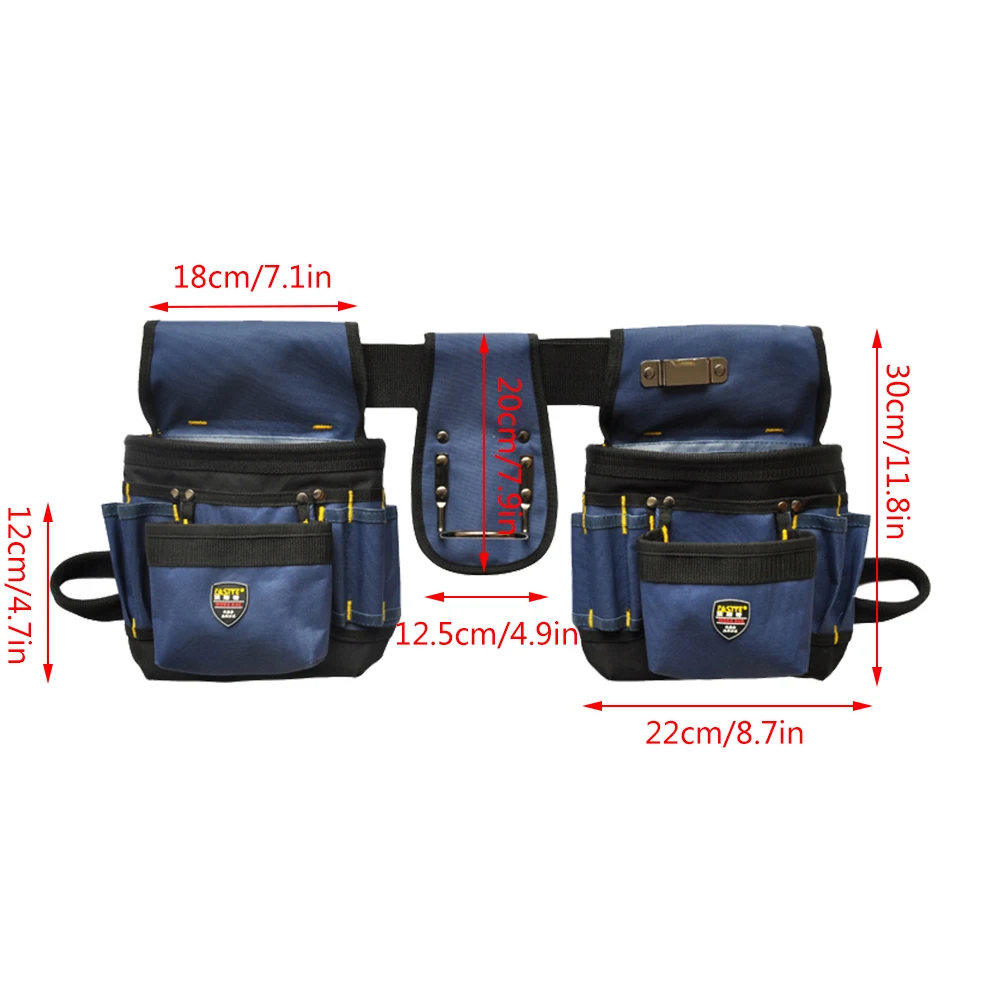 Oxford Cloth Multi-functional Electrician Tool Bag Waist Pouch Belt Storage Multi-pockets Waist Tool Bag Adjustable Belt Durable