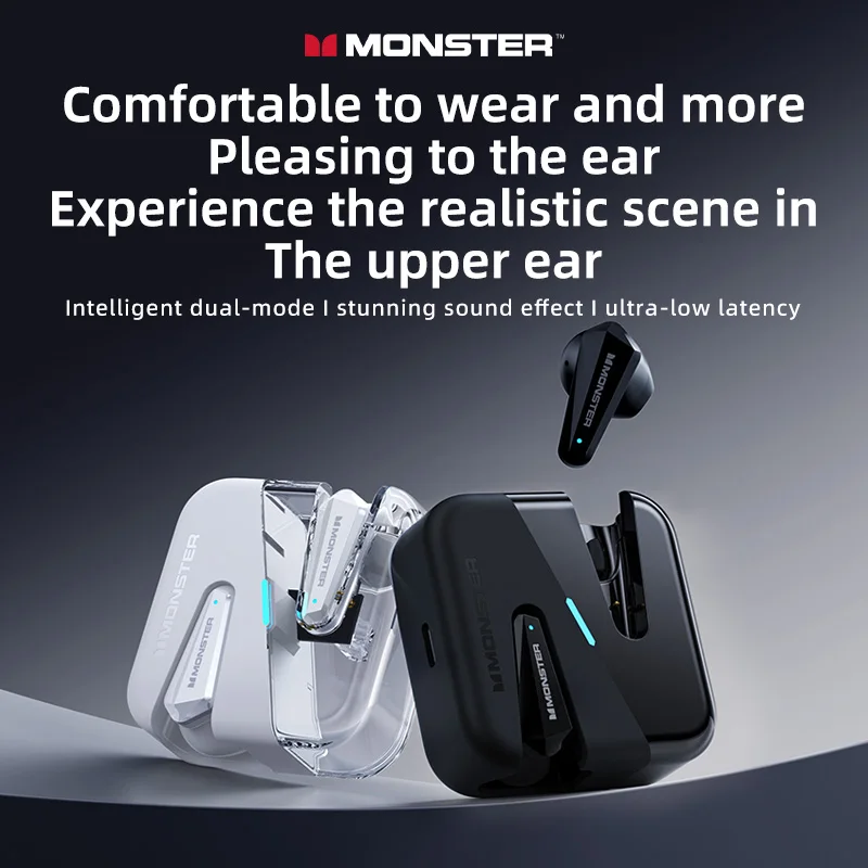 Monster XKT01MKII TWS Earphones Wireless Bluetooth 5.4 Earbuds Sport Gamer Headphones Noise Reduction Headset With Mic