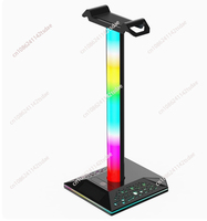 RGB Gaming Headphone Stand Dual USB Port 3.5mm Audio Port 10 Lighting Effects Desktop Gaming Headset Holder Hanger for Gamer PC