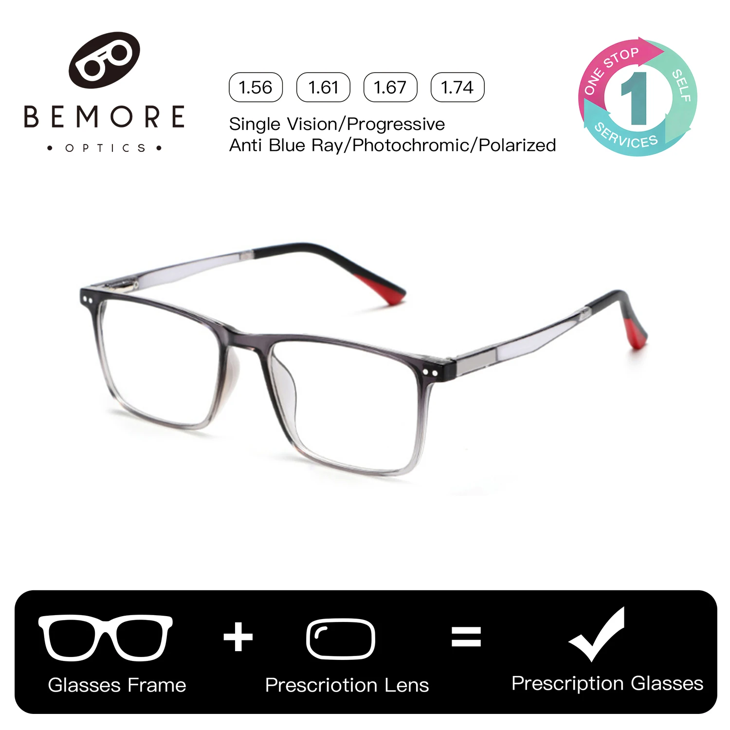 BEMORE Square Acetate Clip on Prescription Eyewear Men Polarized UV400 Magnetic Sun Glasses Myopia Custom Optical Eyeglasses