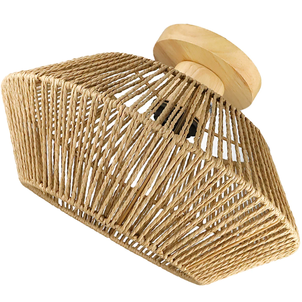 

Flush Mount Ceiling Lamp Straw Rope Weaving Room Bedroom Kitchen Home Decor Modern Style Lighting Solution